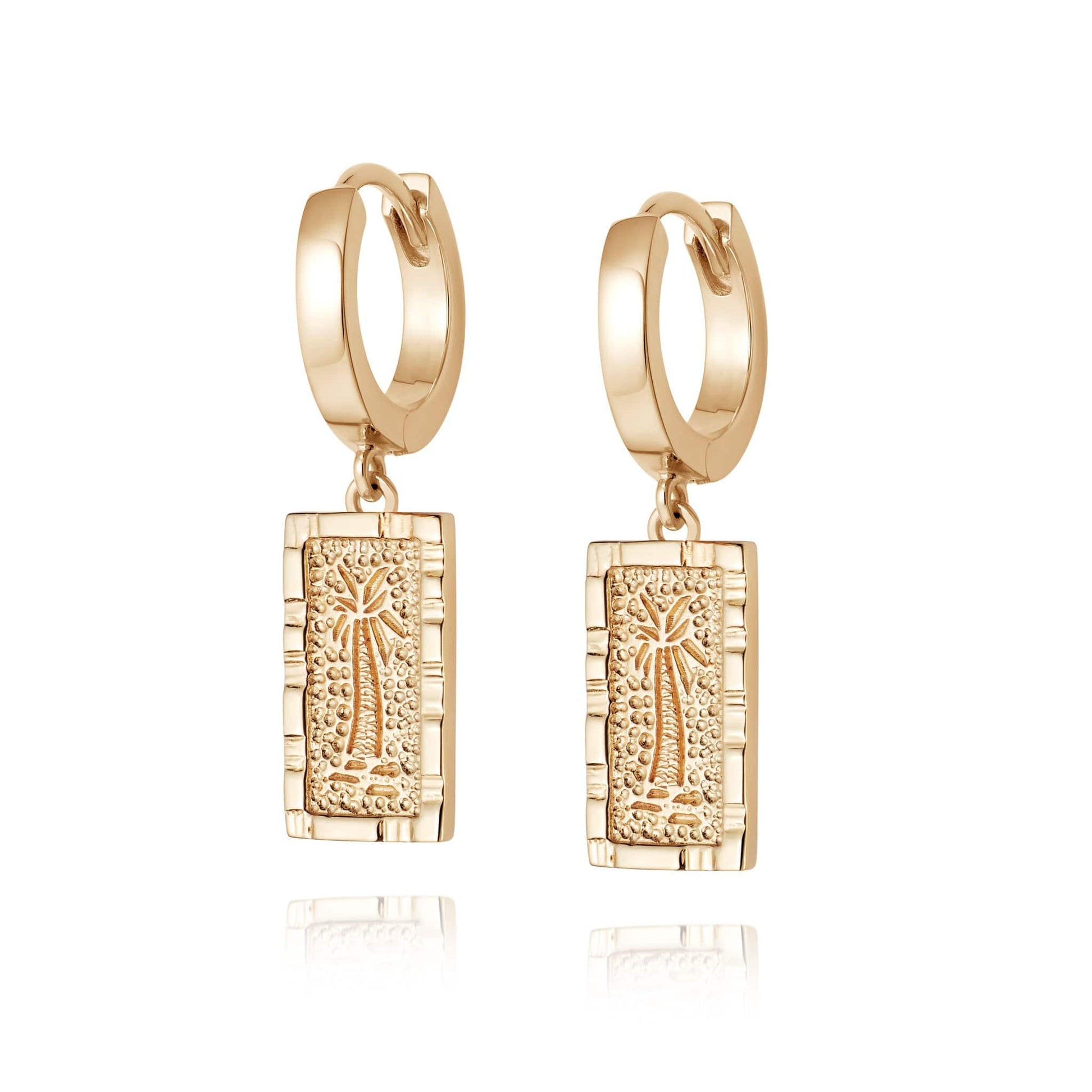 Palm Engraved Drop Earrings 18ct Gold Plate – Daisy London