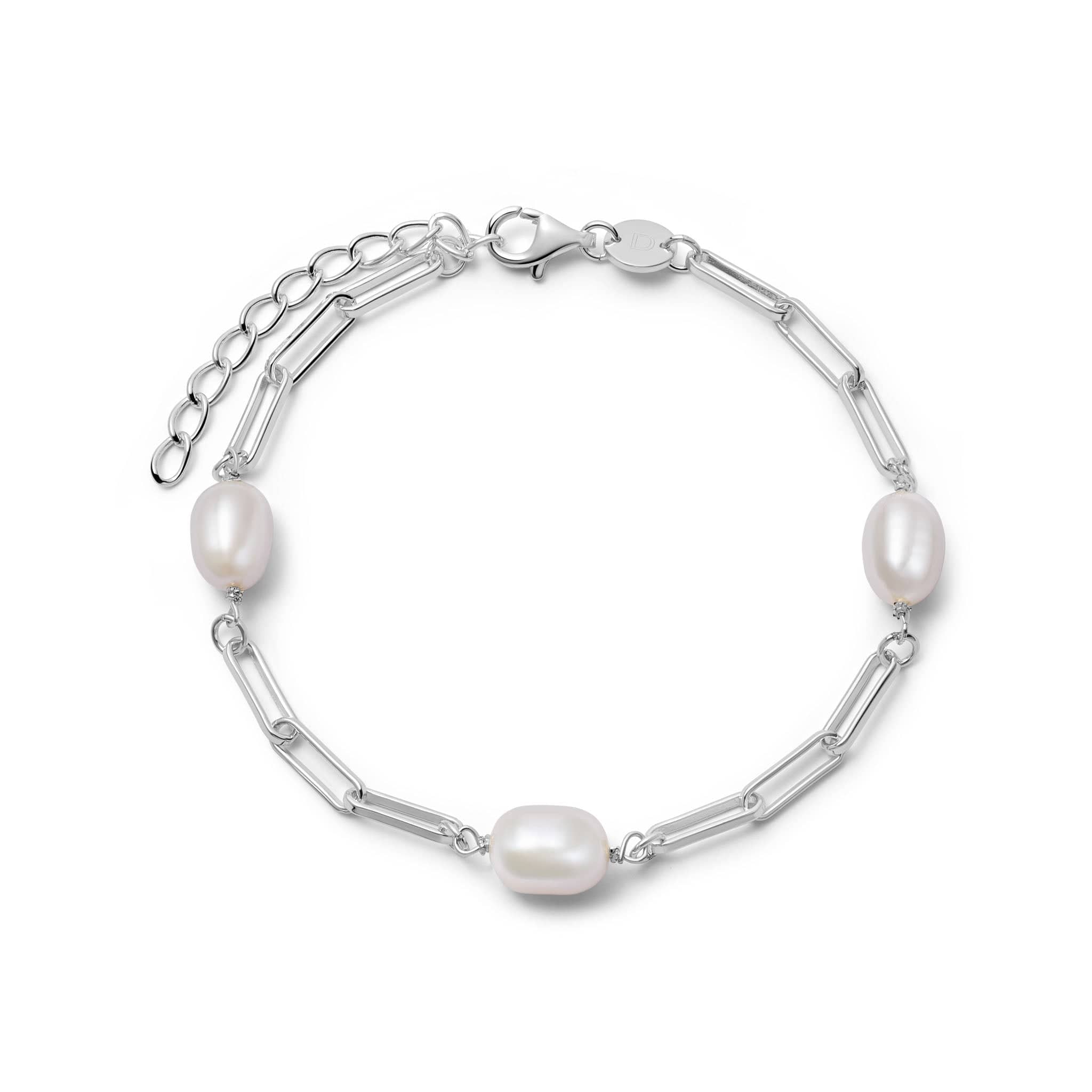 Pearl Chunky Chain Bracelet Sterling Silver – Daisy London