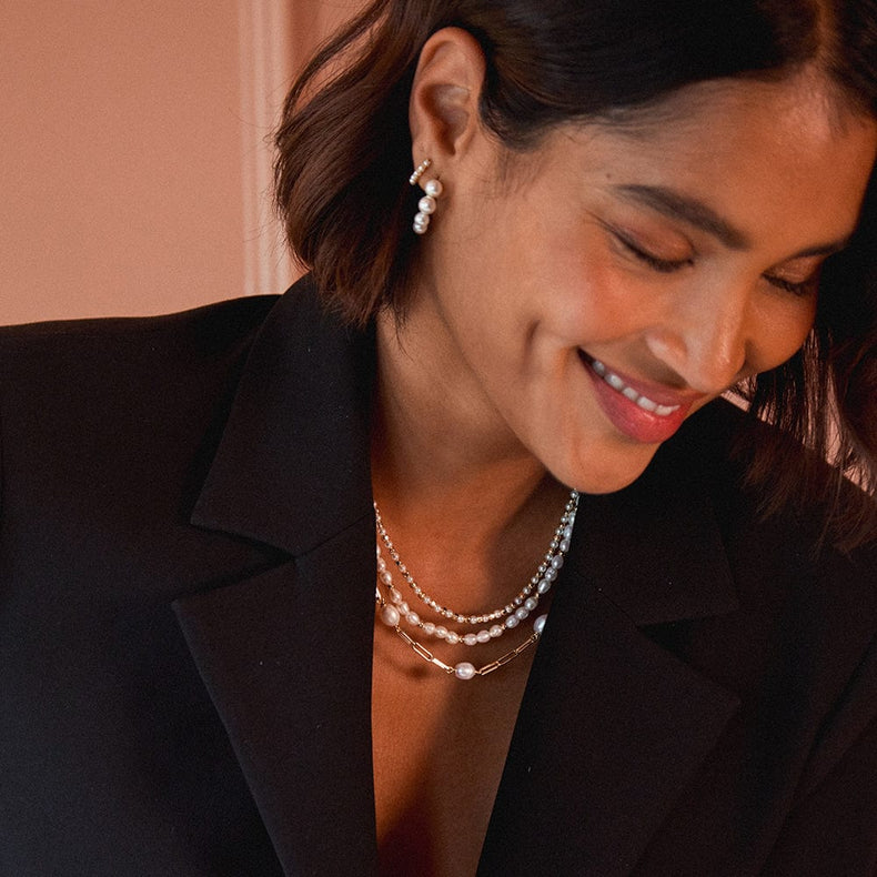 Pearl And Bead Necklace 18ct Gold Plate