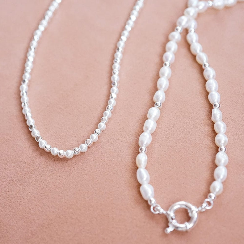 Pearl And Bead Necklace Sterling Silver