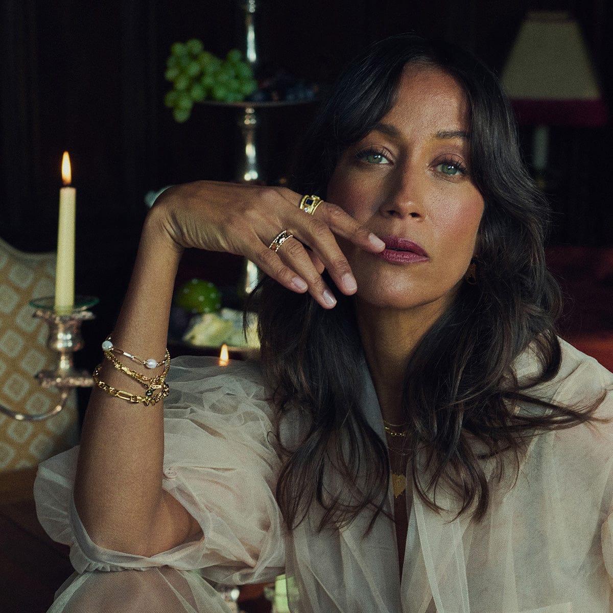 Pearl Chunky Chain Bracelet 18ct Gold Plate