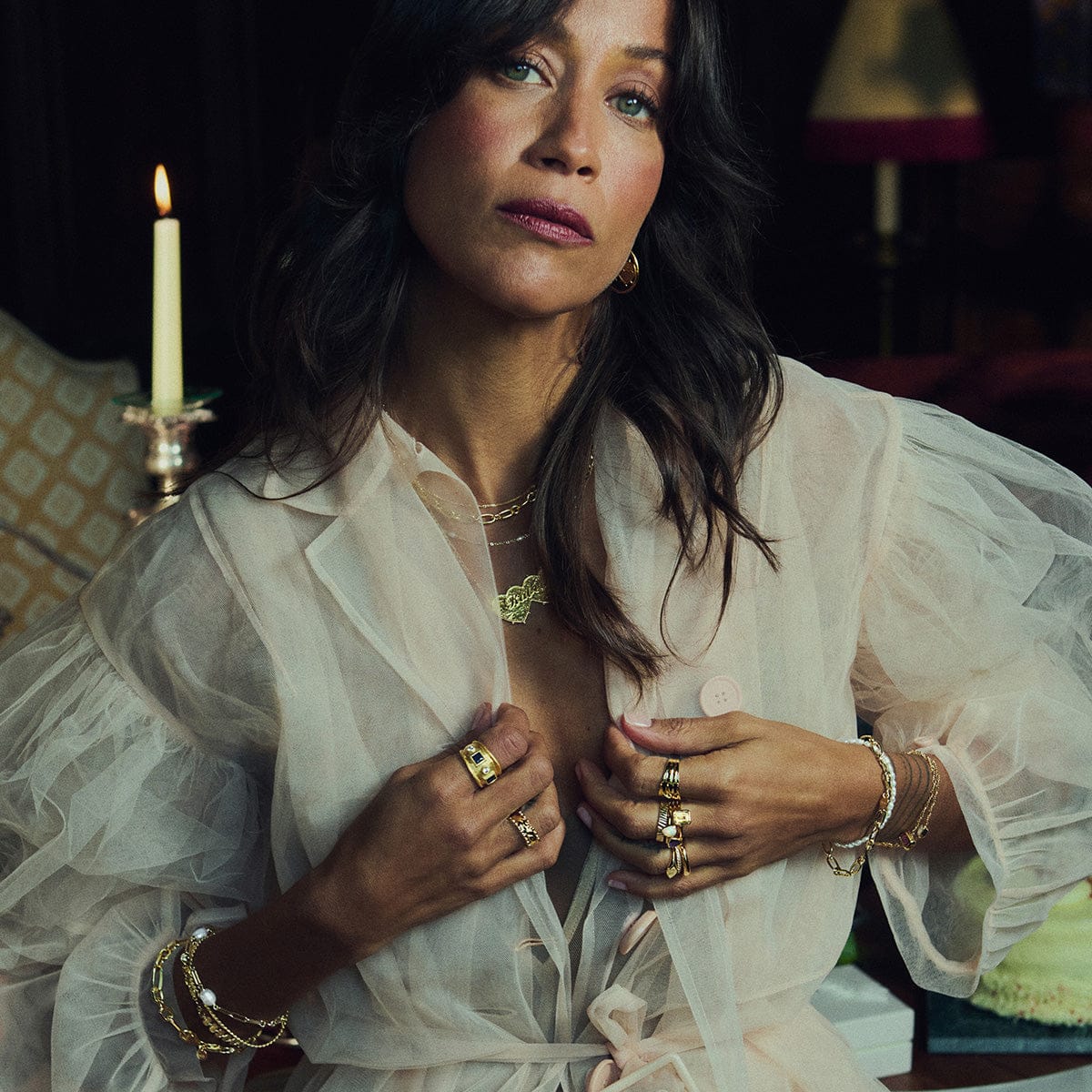 Pearl Chunky Chain Bracelet 18ct Gold Plate