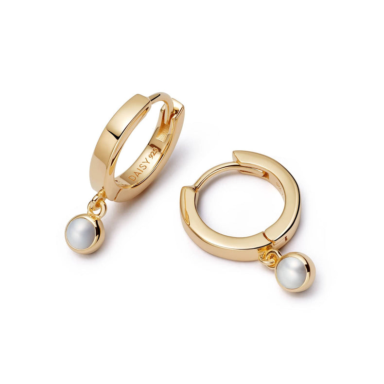 Pearl Healing Huggie Hoop Earrings 18ct Gold Plate