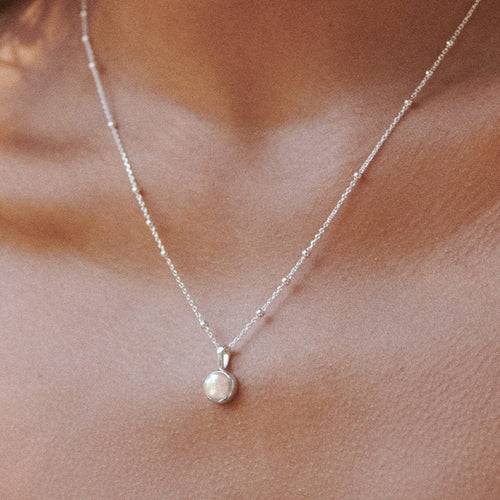 Pearl Healing Stone Necklace Sterling Silver