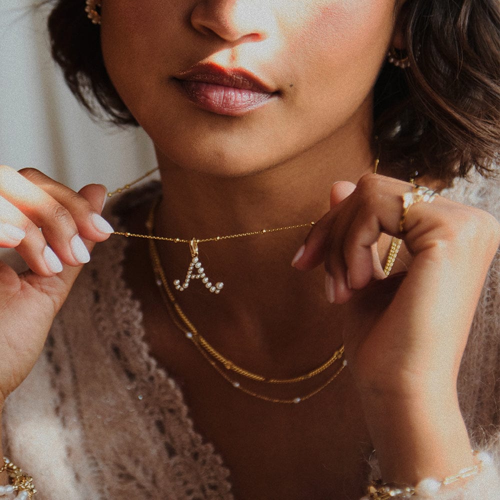 Pearl Initial Charm Pendant 18ct Gold Plate – Daisy London