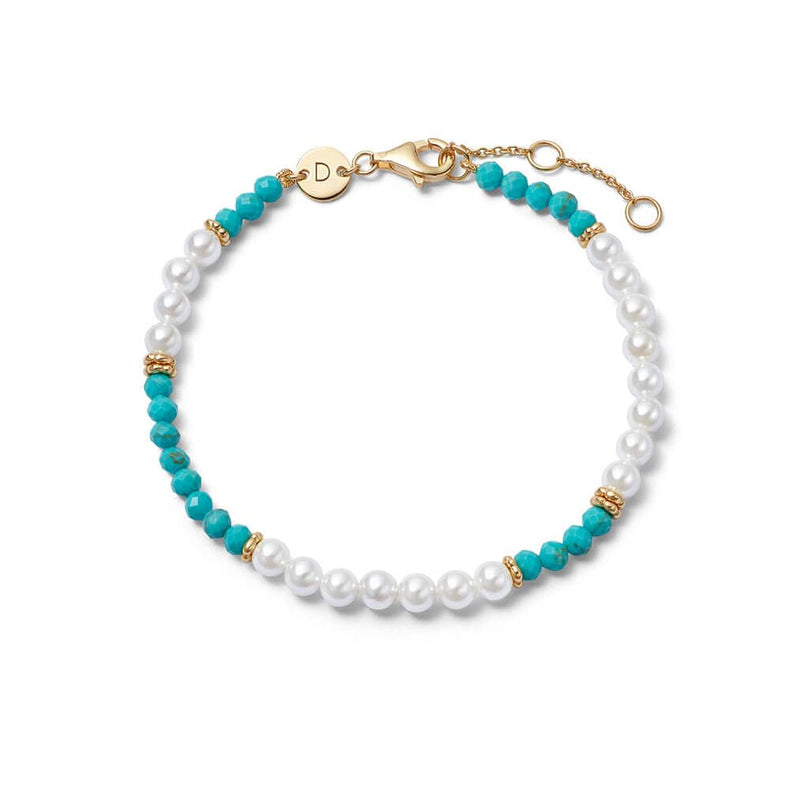 Pearl Turquoise Beaded Bracelet 18ct Gold Plate recommended