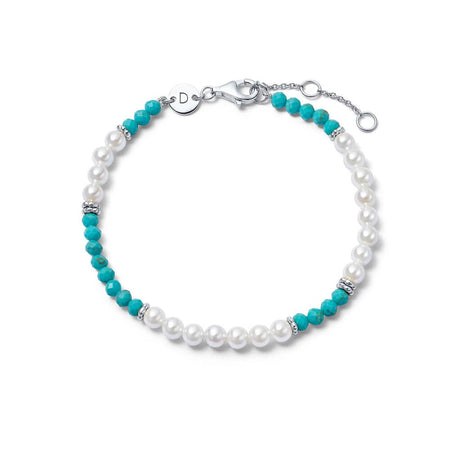Pearl Turquoise Beaded Bracelet Sterling Silver recommended