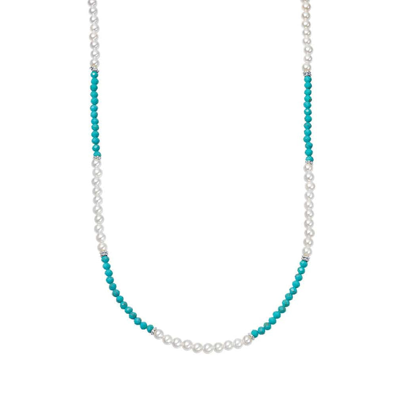 Pearl Turquoise Beaded Necklace Sterling Silver recommended