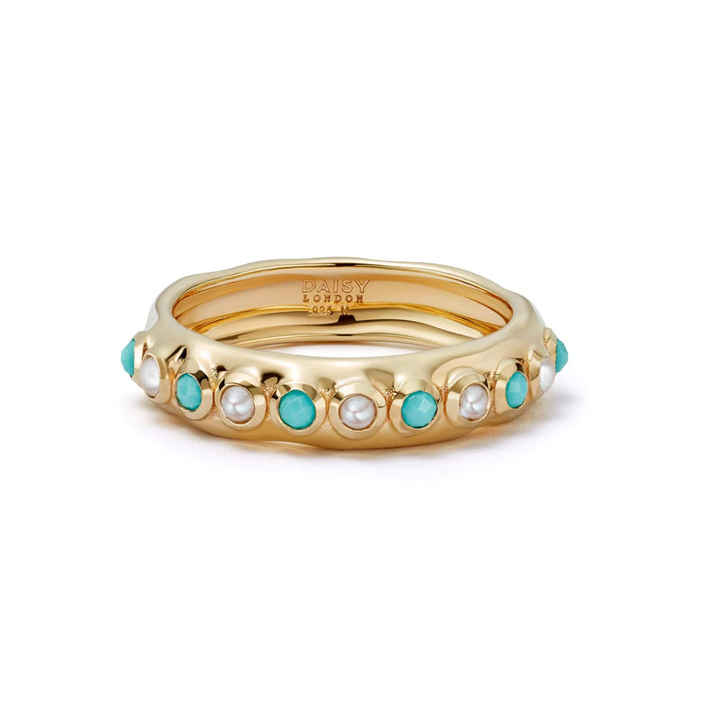 Pearl Turquoise Organic Ring 18ct Gold Plate recommended