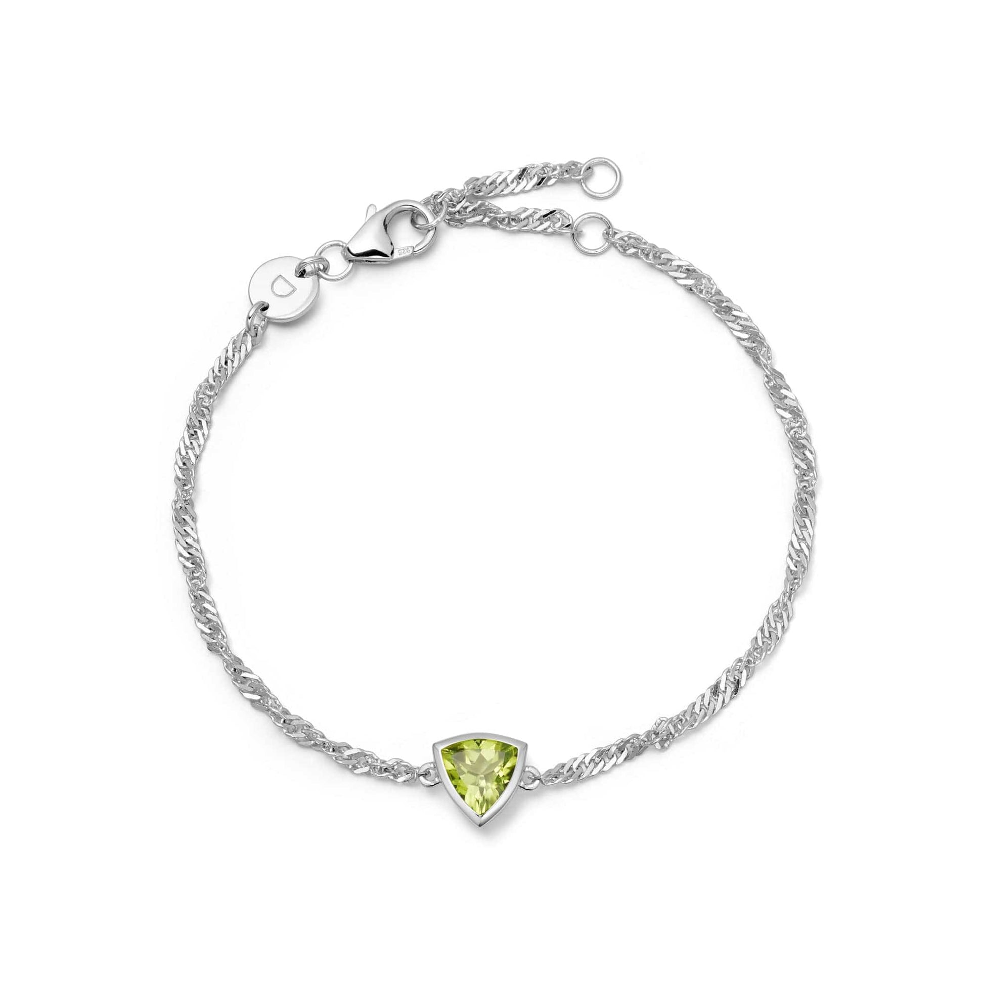 Peridot August Birthstone Charm Bracelet Sterling Silver
