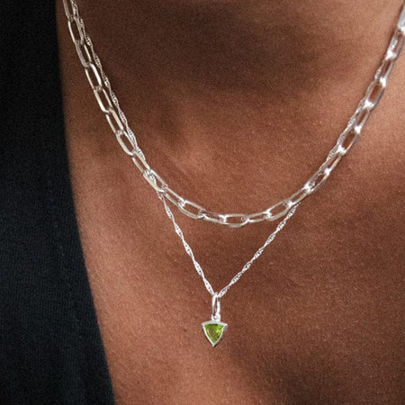 Peridot August Birthstone Charm Necklace Sterling Silver recommended
