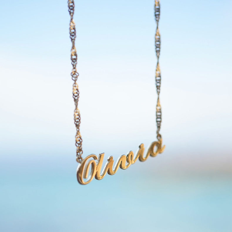 Personalised Carrie Name Necklace 18ct Gold Plate