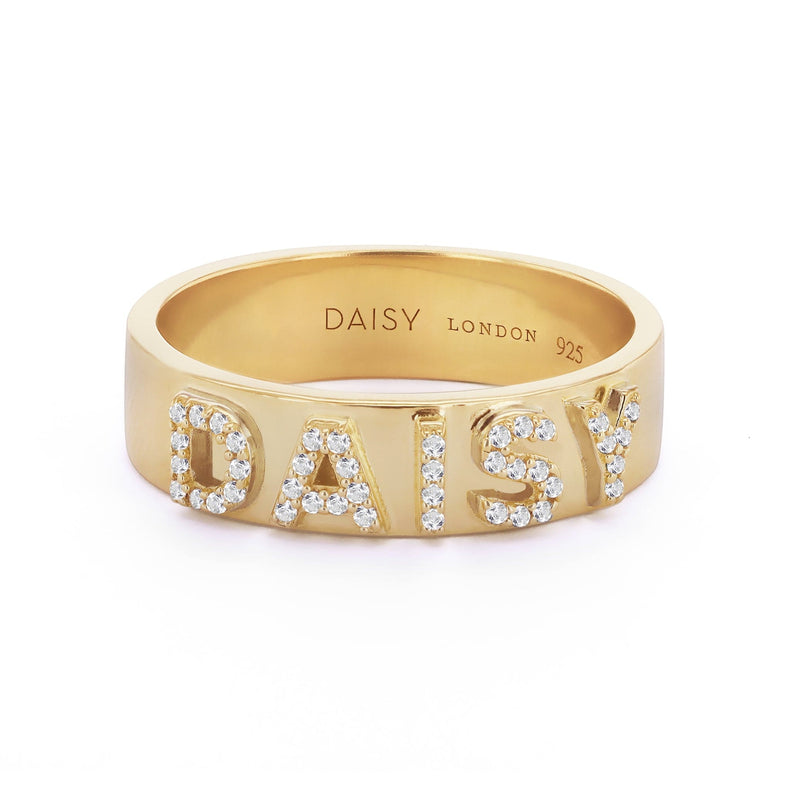 Personalised Crystal Ring 18ct Gold Plate