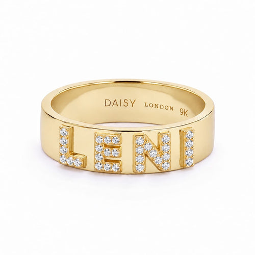 Personalised Pavé Ring 9ct Solid Gold