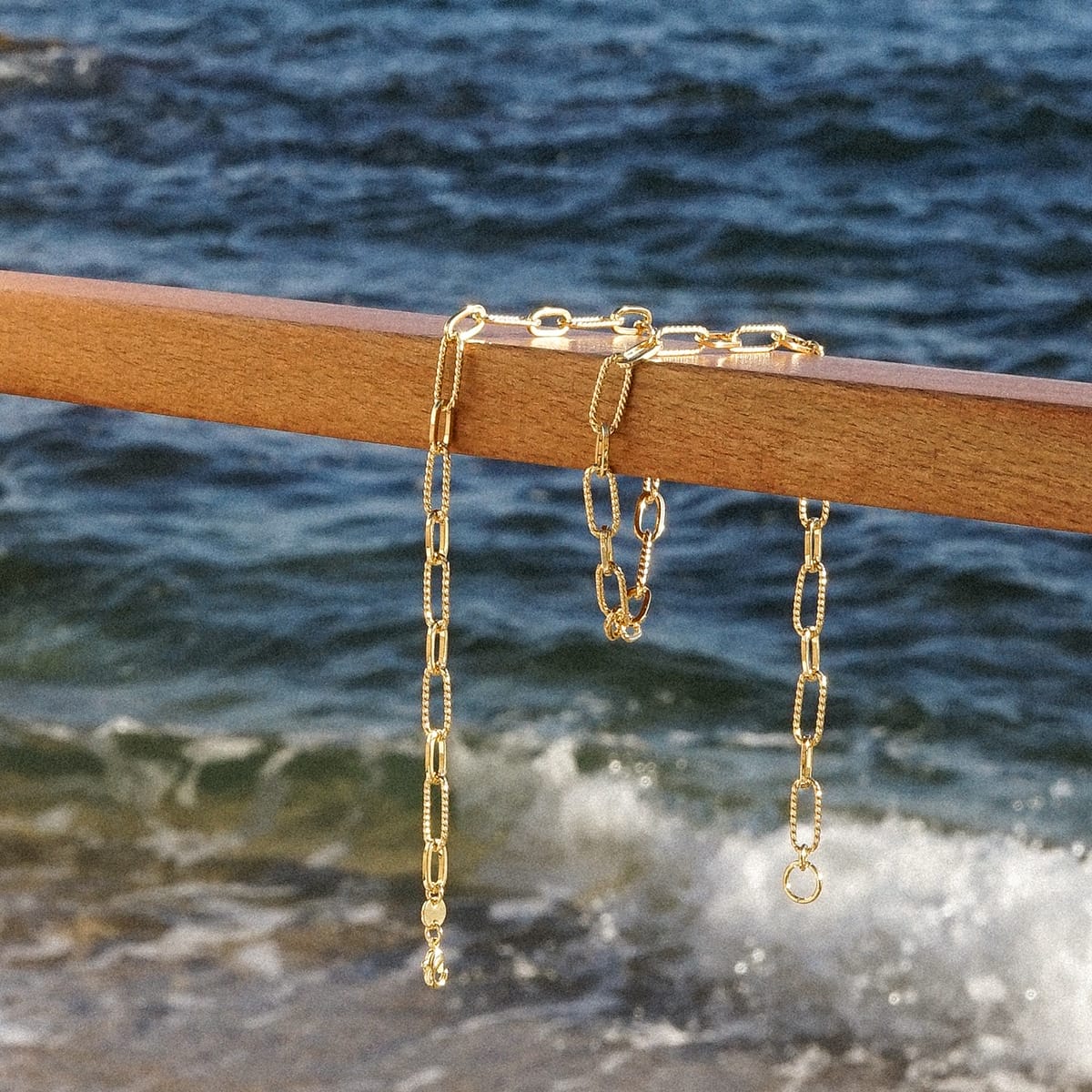 Polly Beach Pearl and Paperclip Necklace Layering Set 18ct Gold Plate