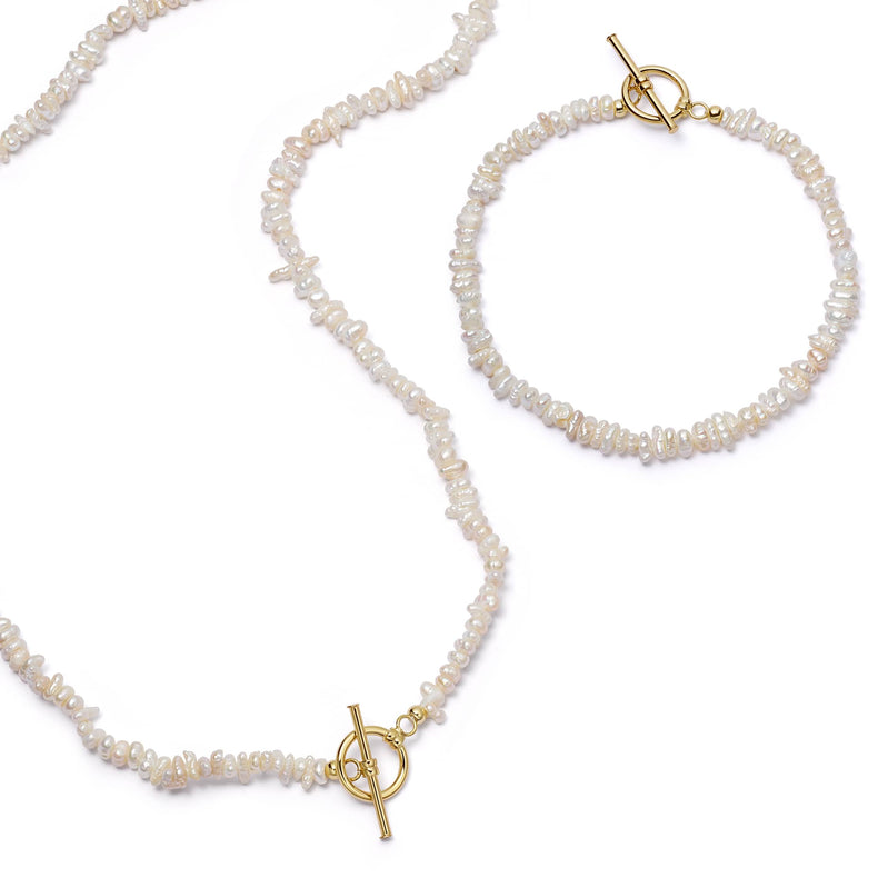 Polly Beach Pearl Necklace and Bracelet Set 18ct Gold Plate recommended