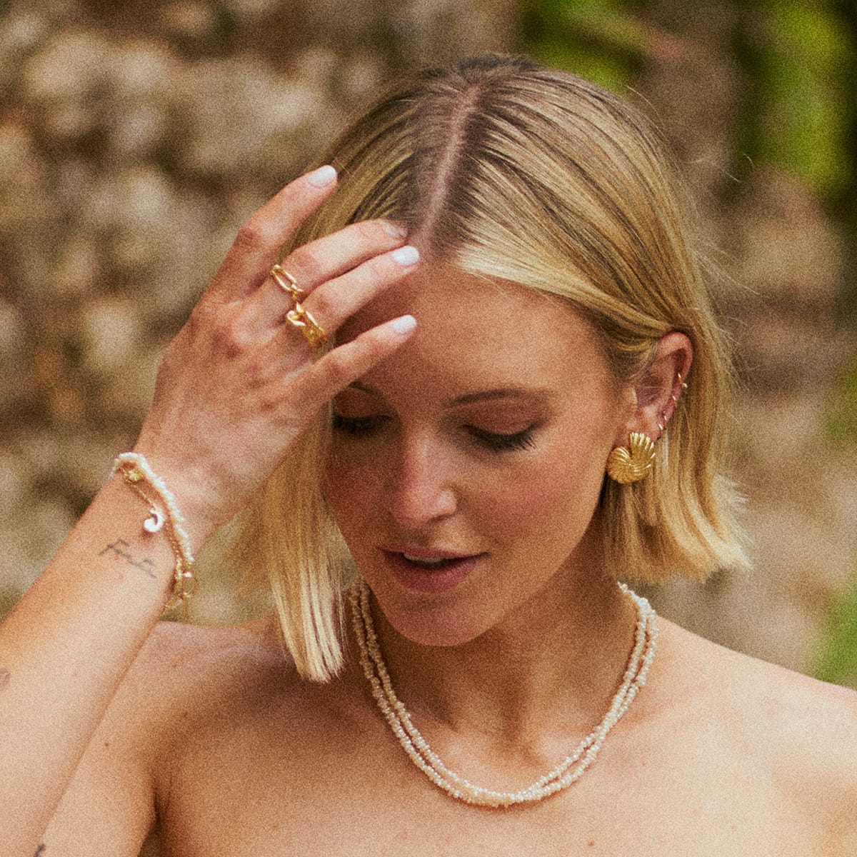 Polly Beach Pearl Necklace and Bracelet Set 18ct Gold Plate