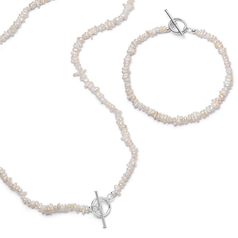 Polly Beach Pearl Necklace and Bracelet Set Sterling Silver recommended