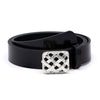 Polly Black Leather Belt Silver Plate