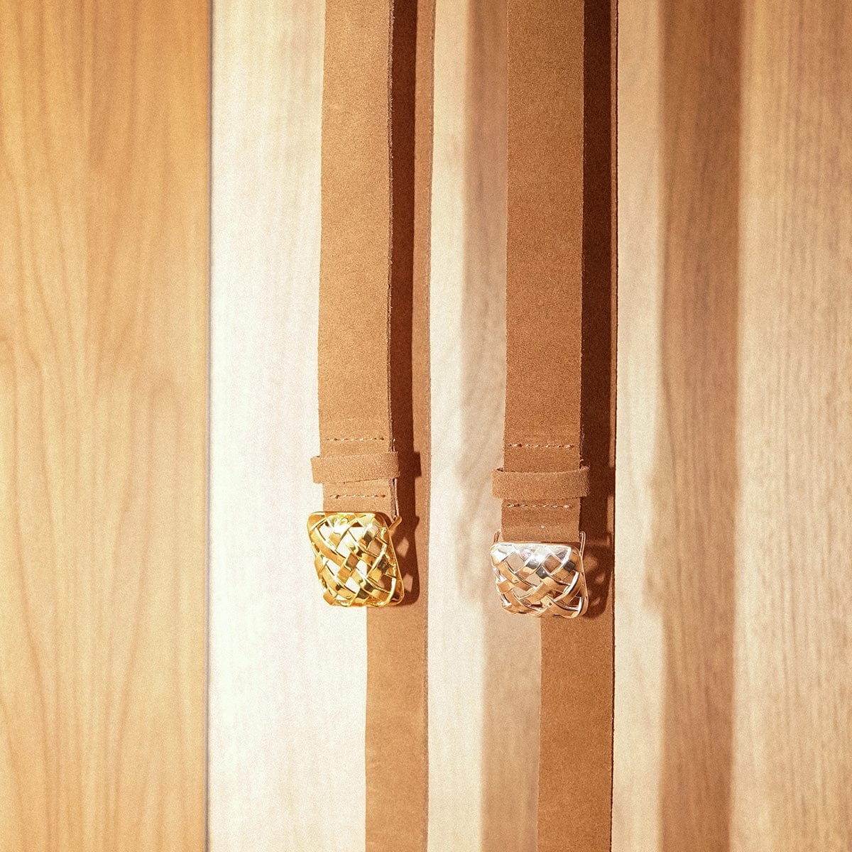 Polly Brown Suede Belt 18ct Gold Plate