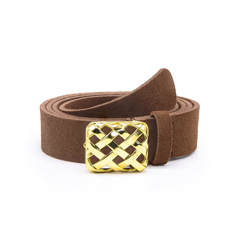 Polly Brown Suede Belt 18ct Gold Plate recommended