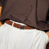 Polly Brown Suede Belt Silver Plate