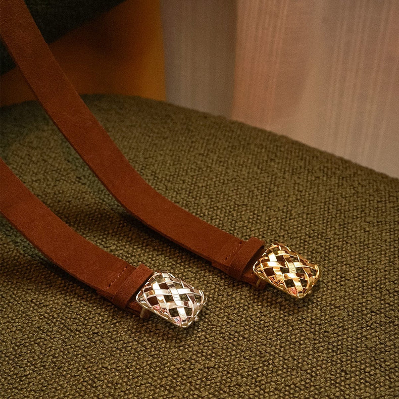 Polly Brown Suede Belt Silver Plate