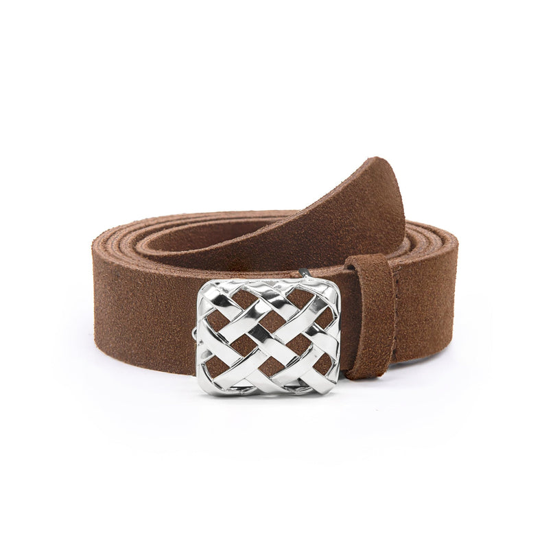 Polly Brown Suede Belt Silver Plate recommended