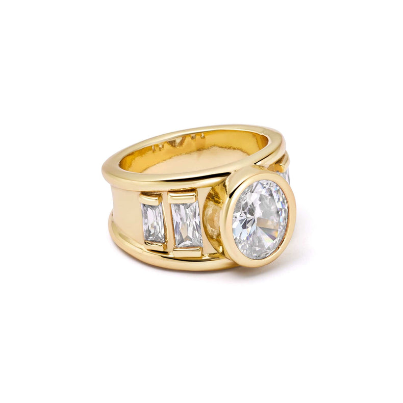 Polly Crystal Chunky Ring 18ct Gold Plate recommended