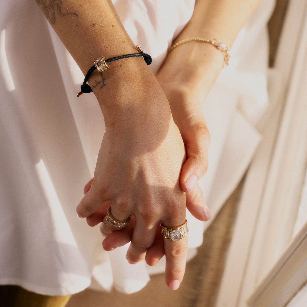 Polly Crystal Chunky Ring 18ct Gold Plate