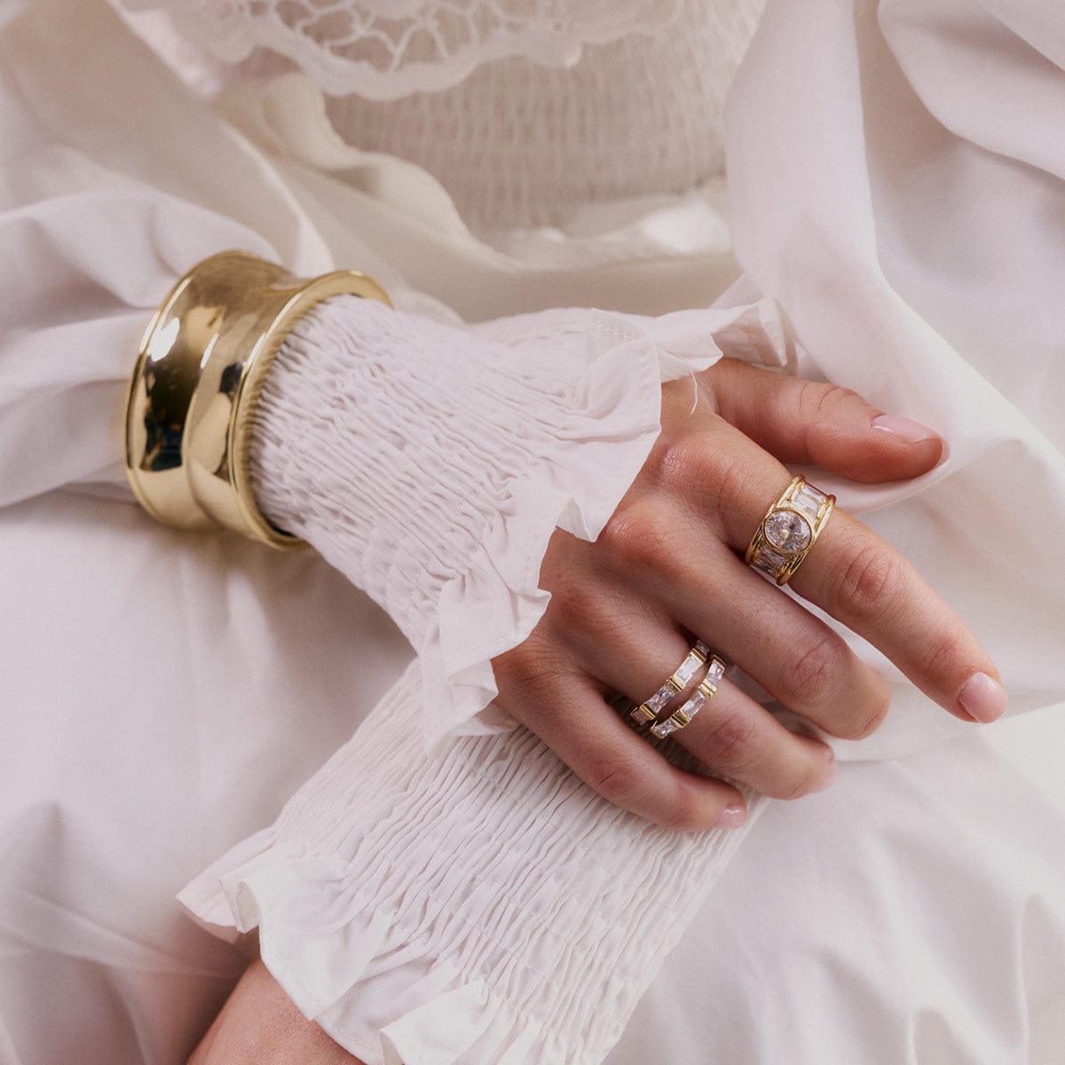 Polly Cuff Bangle 18ct Gold Plate