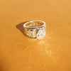 Polly Crystal Chunky Ring Silver Plate