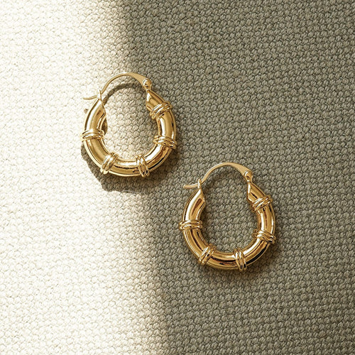 Polly Chunky Hoop Earrings 18ct Gold Plate