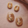 Polly Chunky Ridge Hoop Earrings 18ct Gold Plate