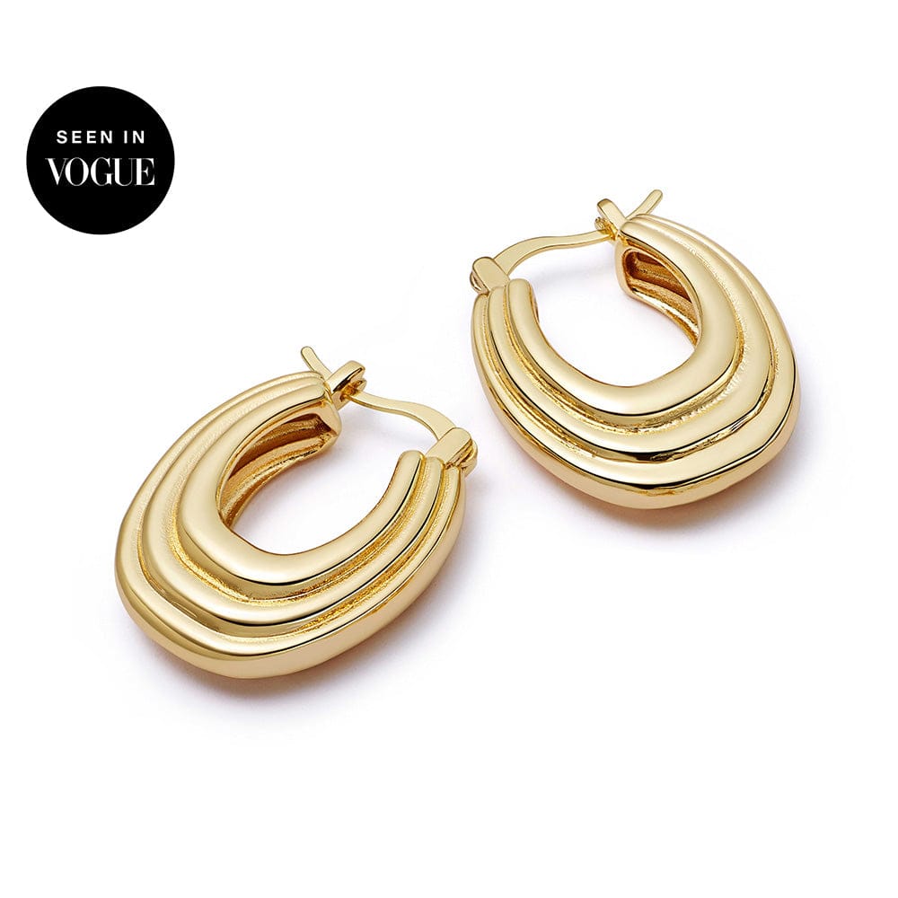 Polly Chunky Ridge Hoop Earrings 18ct Gold Plate