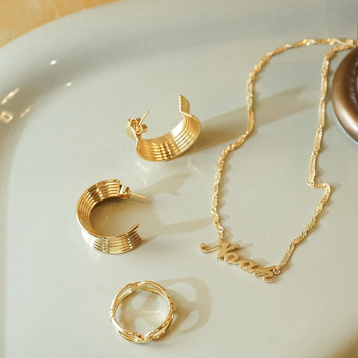 Polly Chunky Tidal Hoops 18ct Gold Plate