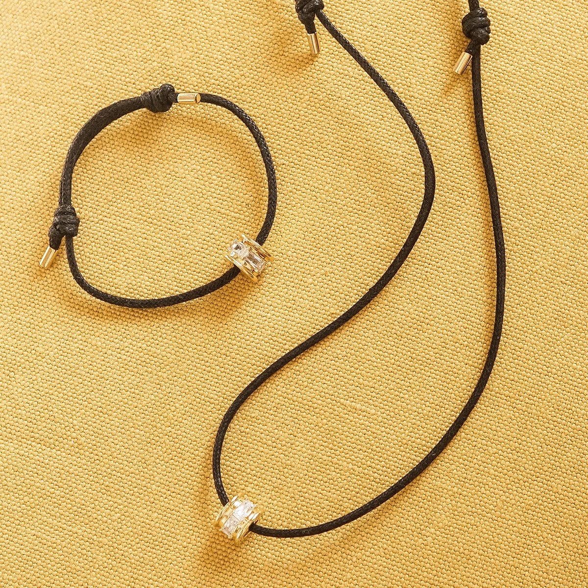 Polly Crystal Bead Cord Bracelet 18ct Gold Plate