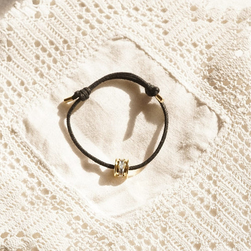 Polly Crystal Bead Cord Bracelet 18ct Gold Plate