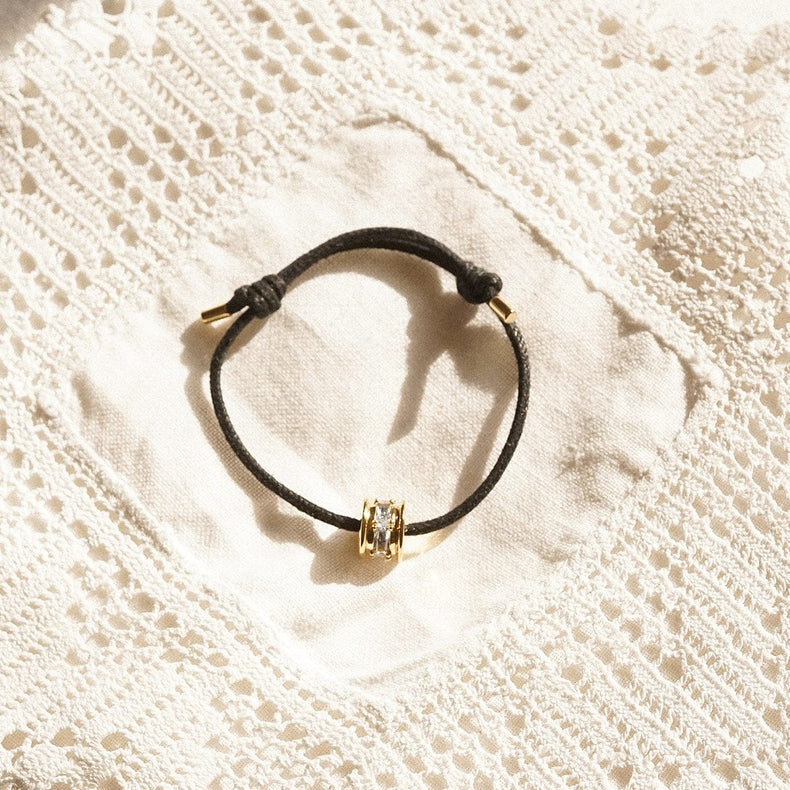 Polly Crystal Bead Cord Bracelet 18ct Gold Plate