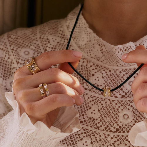 Polly Crystal Bead Cord Necklace 18ct Gold Plate