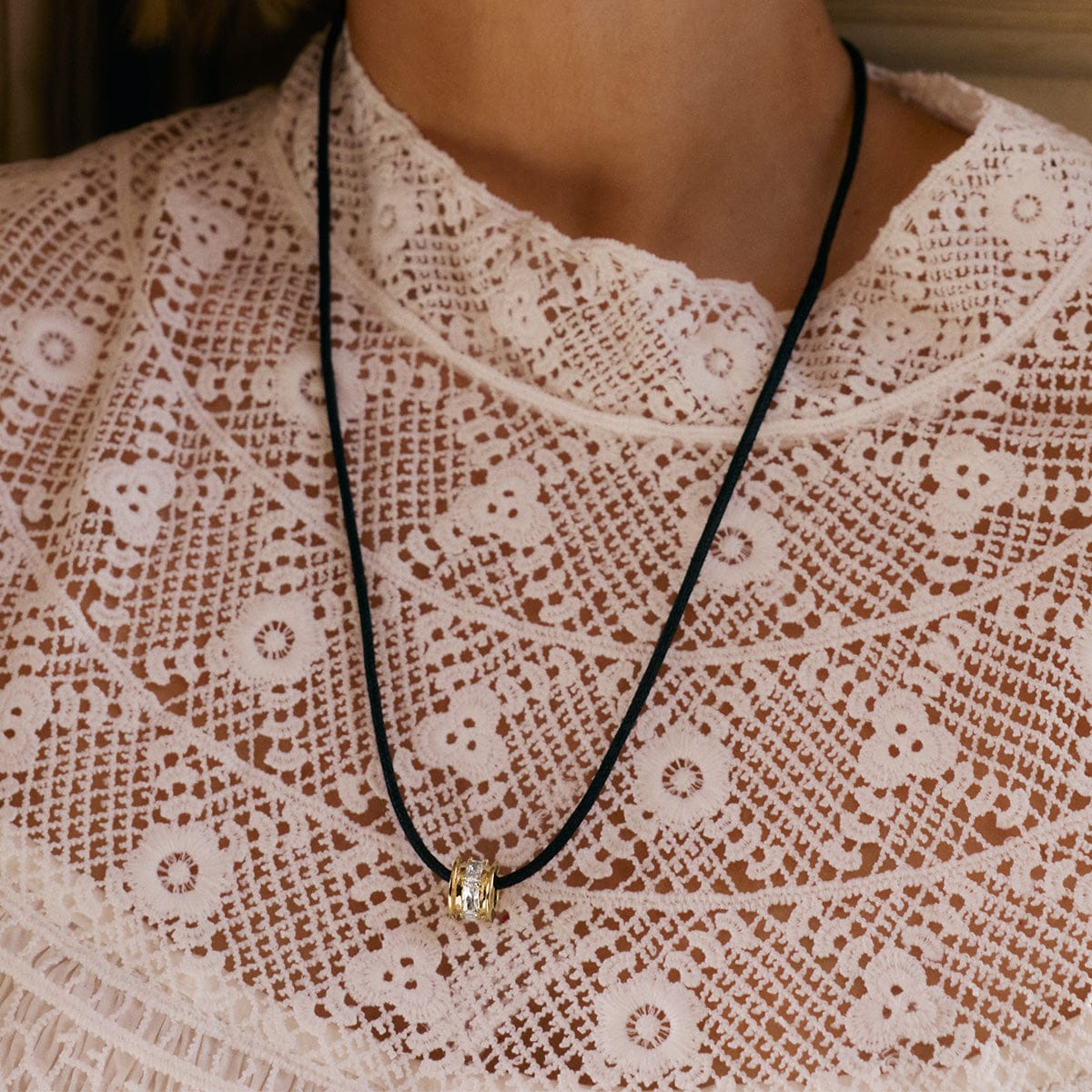 Polly Crystal Bead Cord Necklace 18ct Gold Plate