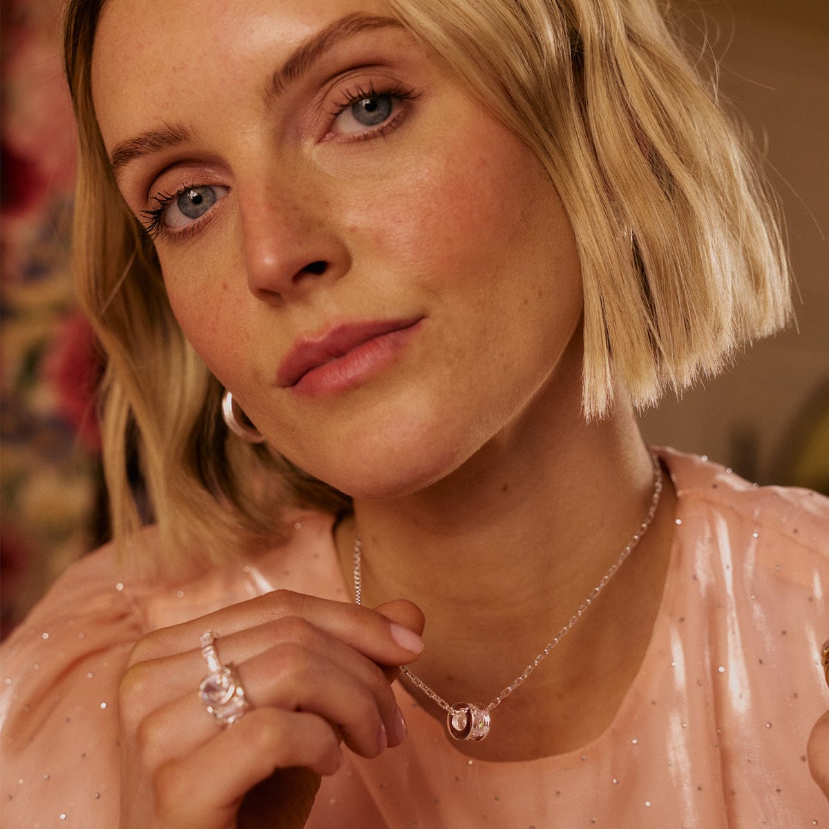 Polly Crystal Bead Necklace Sterling Silver