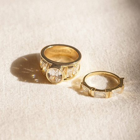 Polly Crystal Ring Stack 18ct Gold Plate recommended