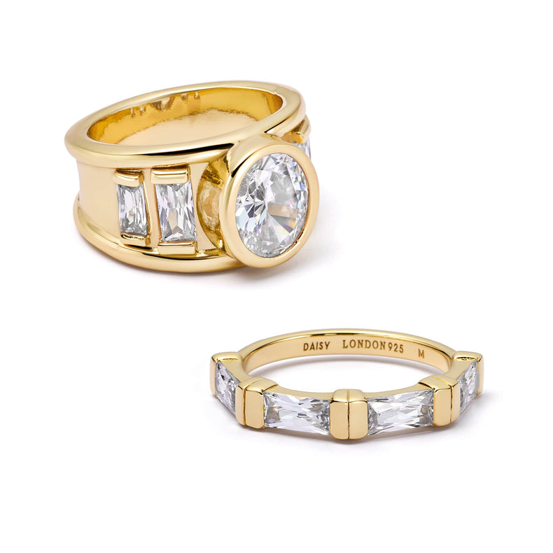 Polly Crystal Ring Stack 18ct Gold Plate recommended