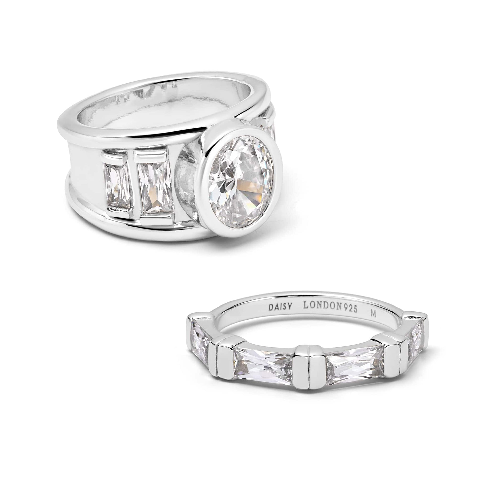 Polly Crystal Ring Stack Sterling Silver