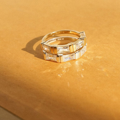 Polly Crystal Stacking Ring 18ct Gold Plate