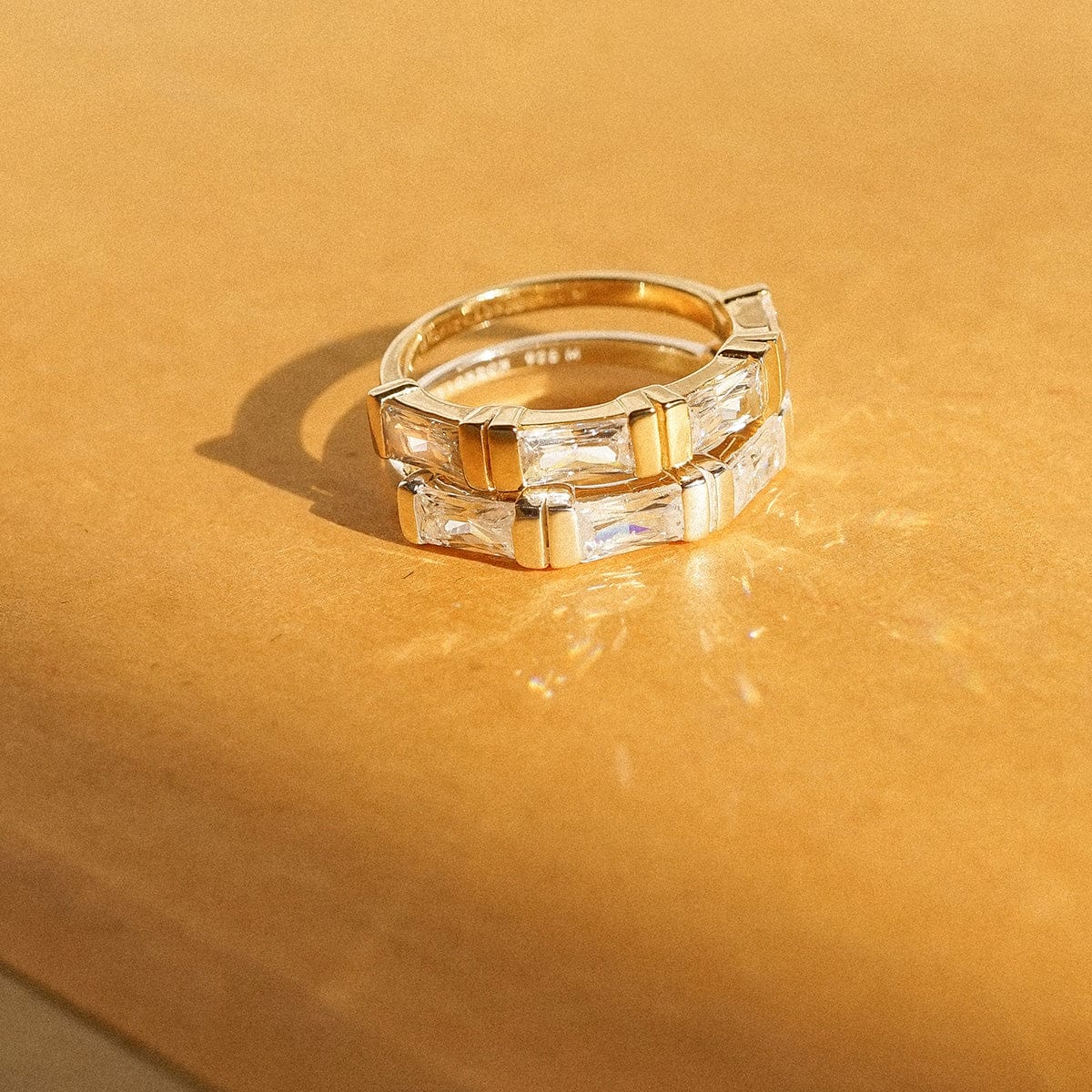 Polly Crystal Stacking Ring 18ct Gold Plate