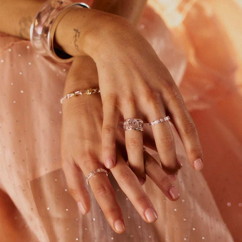 Polly Crystal Stacking Ring Sterling Silver