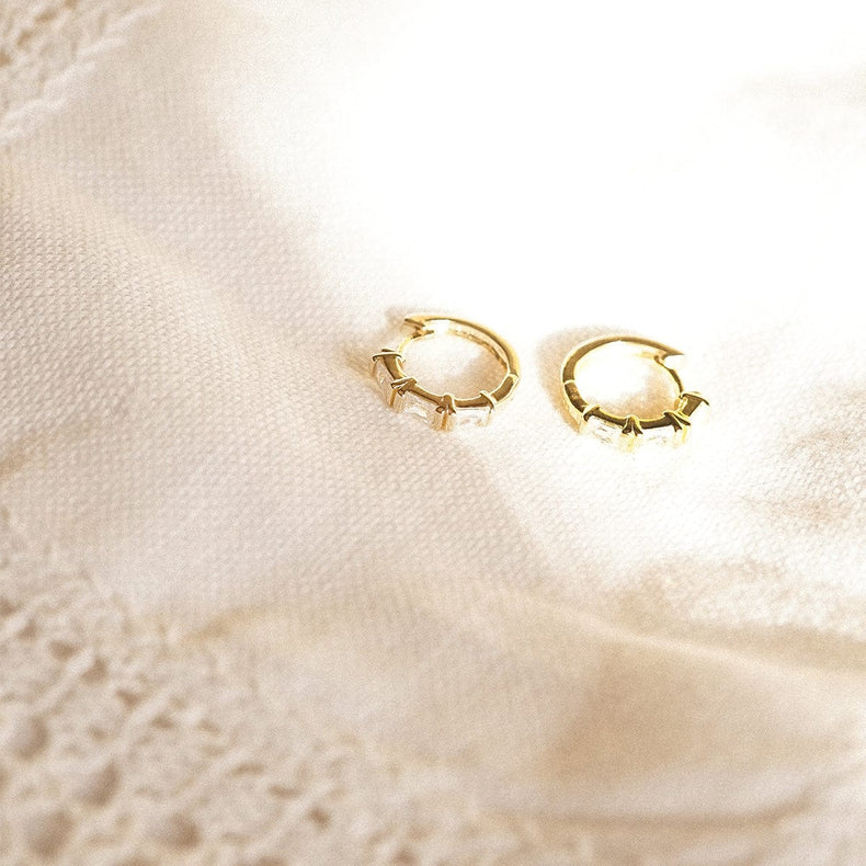 Polly Crystal Huggie Hoop Earrings 18ct Gold Plate