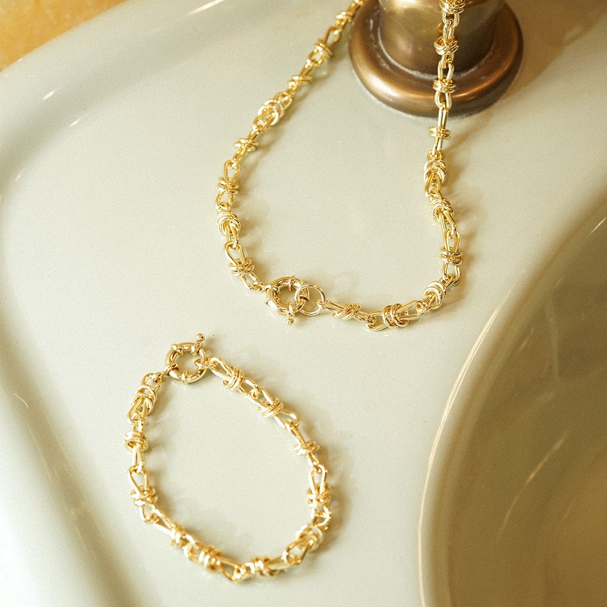 Polly Knot Chain Layering Set 18ct Gold Plate
